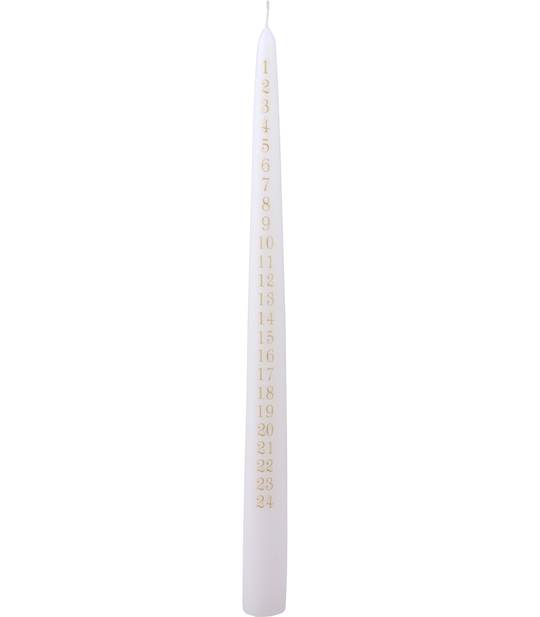 Advent Taper Candle, White with Gold